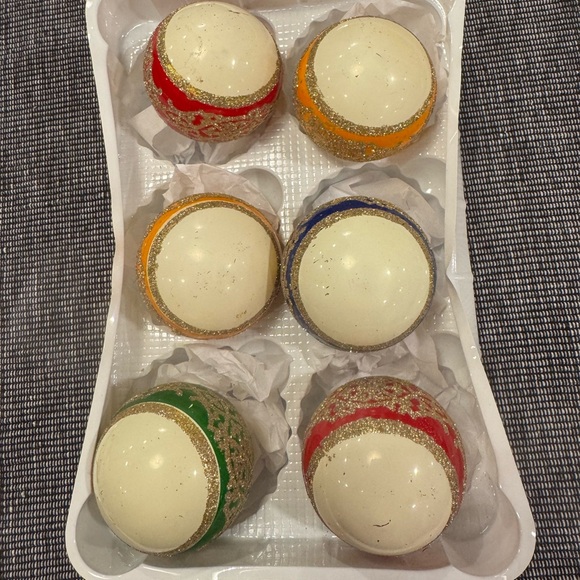 Vintage Christmas ornaments bundle set of 6 gold glitter - Picture 3 of 4